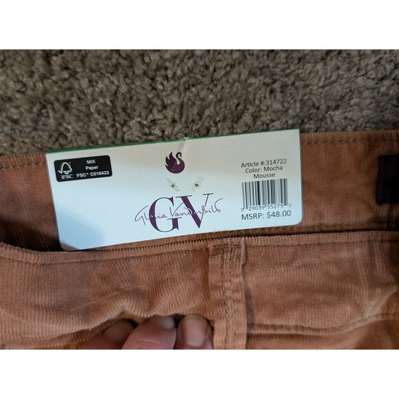 Gloria Vanderbilt 10 Amanda Slimming Corduroy Pants Mocha Brown Stretch Slim Leg - Picture 4 of 8
